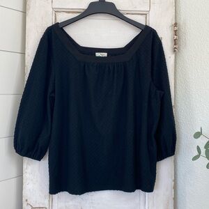 STYLE CO PLUS SIZE CLIP-DOT TOP DEEP BLACK 1X